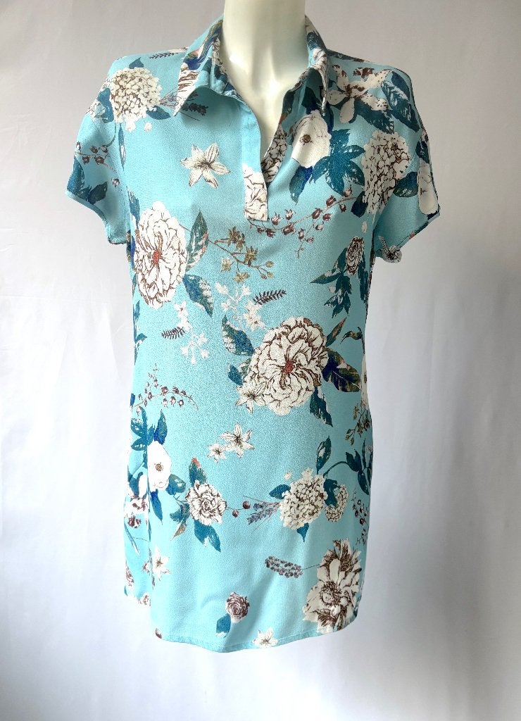 DIANE VON FURSTENBERG Blauw bloemen jurk  Maat S, Kleding | Dames, Blauw, Ophalen of Verzenden, Zo goed als nieuw, Knielengte