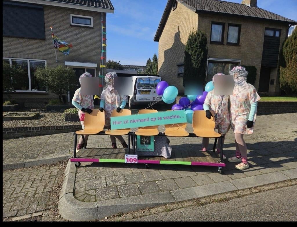 Super leuke 4 persoons loopgroep carnaval COMPLEET, Carnaval, Kleding, Ophalen, Maat 38/40 (M)