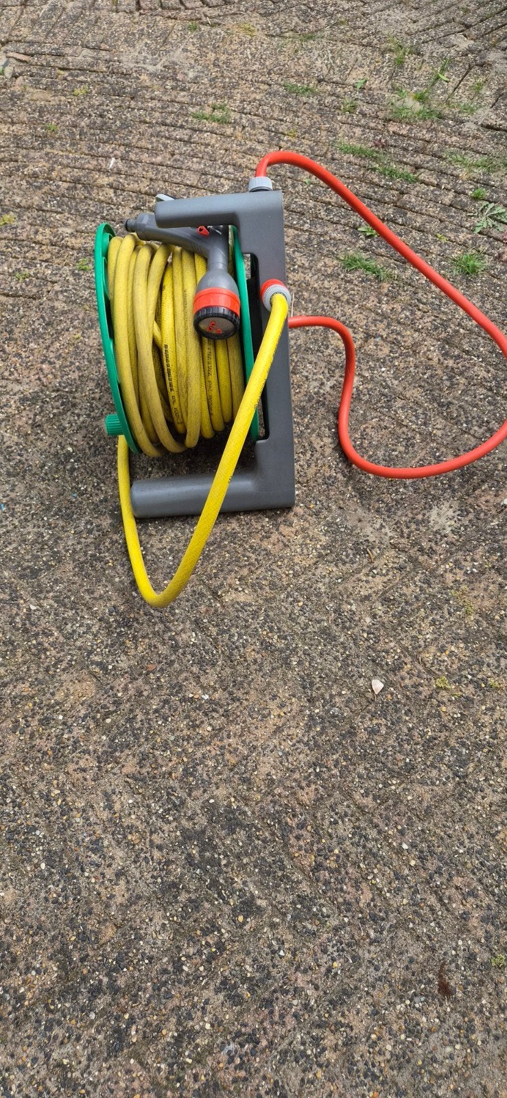 Gardena tuinslanghaspel met slang, Tuin en Terras, Tuinslangen, Ophalen, Gebruikt, Tuinslanghaspel