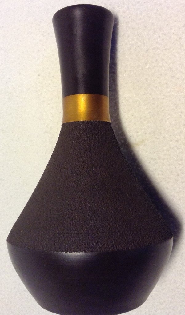 WEDGWOOD Black Basalt Brutalist Vaas uit 1966, Ophalen, Gebruikt, Met patroon/structuur, Bruin