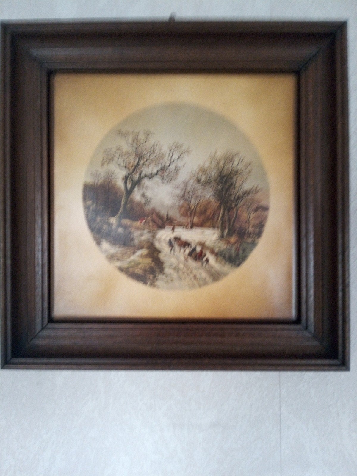 Klassiek schilderij B.C. Koekkoek op tegel in lijst ZGAN !!!, Bijzondere lijst, Overige ondergronden, Ophalen of Verzenden, Landschap