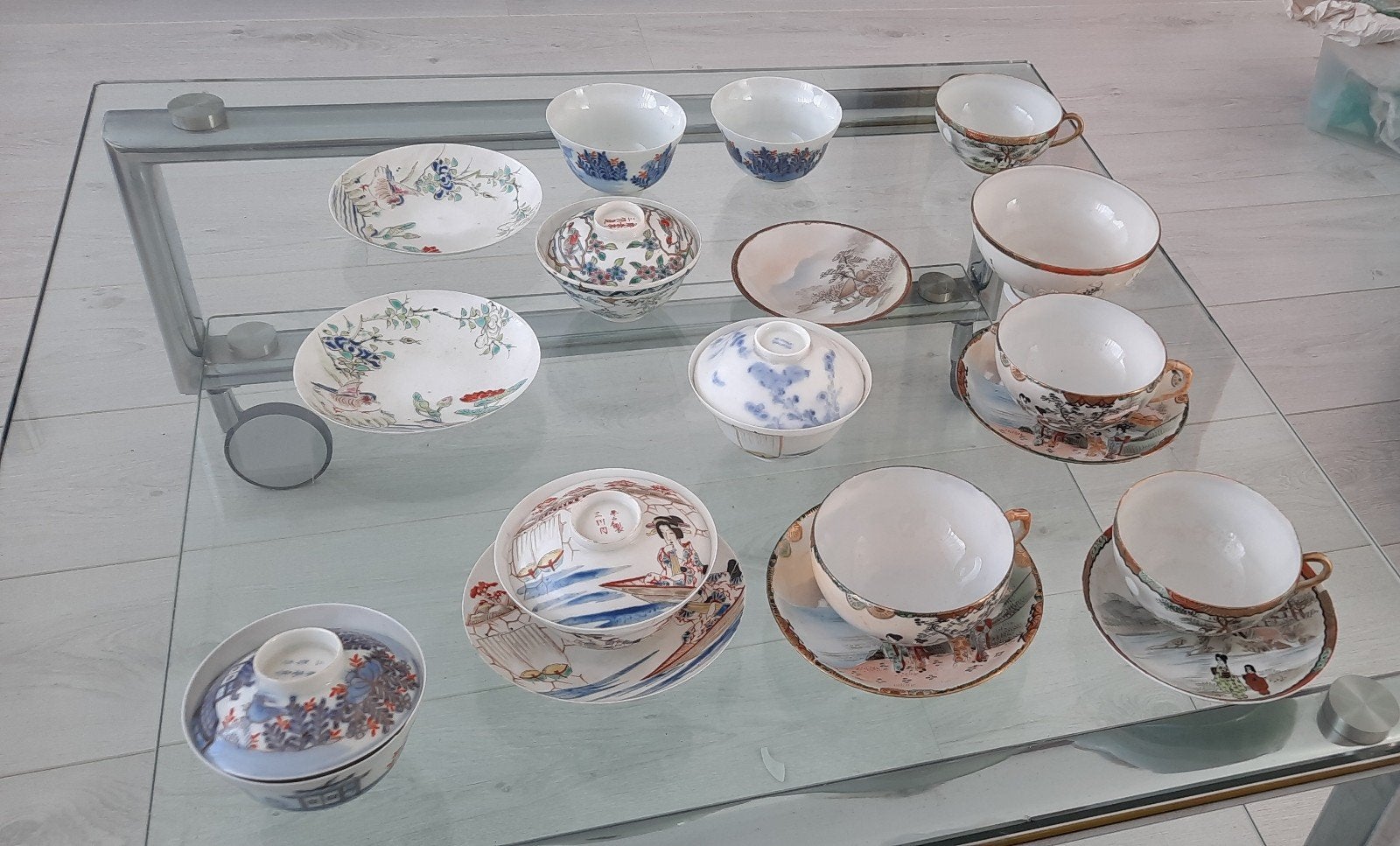 Prachtig Japans eierschaal porselein - 14 stuks, Antiek en Kunst, Ophalen