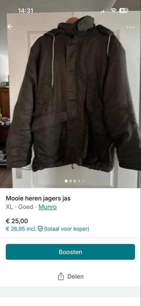 Mooie heren jagers jas, Ophalen of Verzenden, Gedragen, Maat 56/58 (XL), Groen