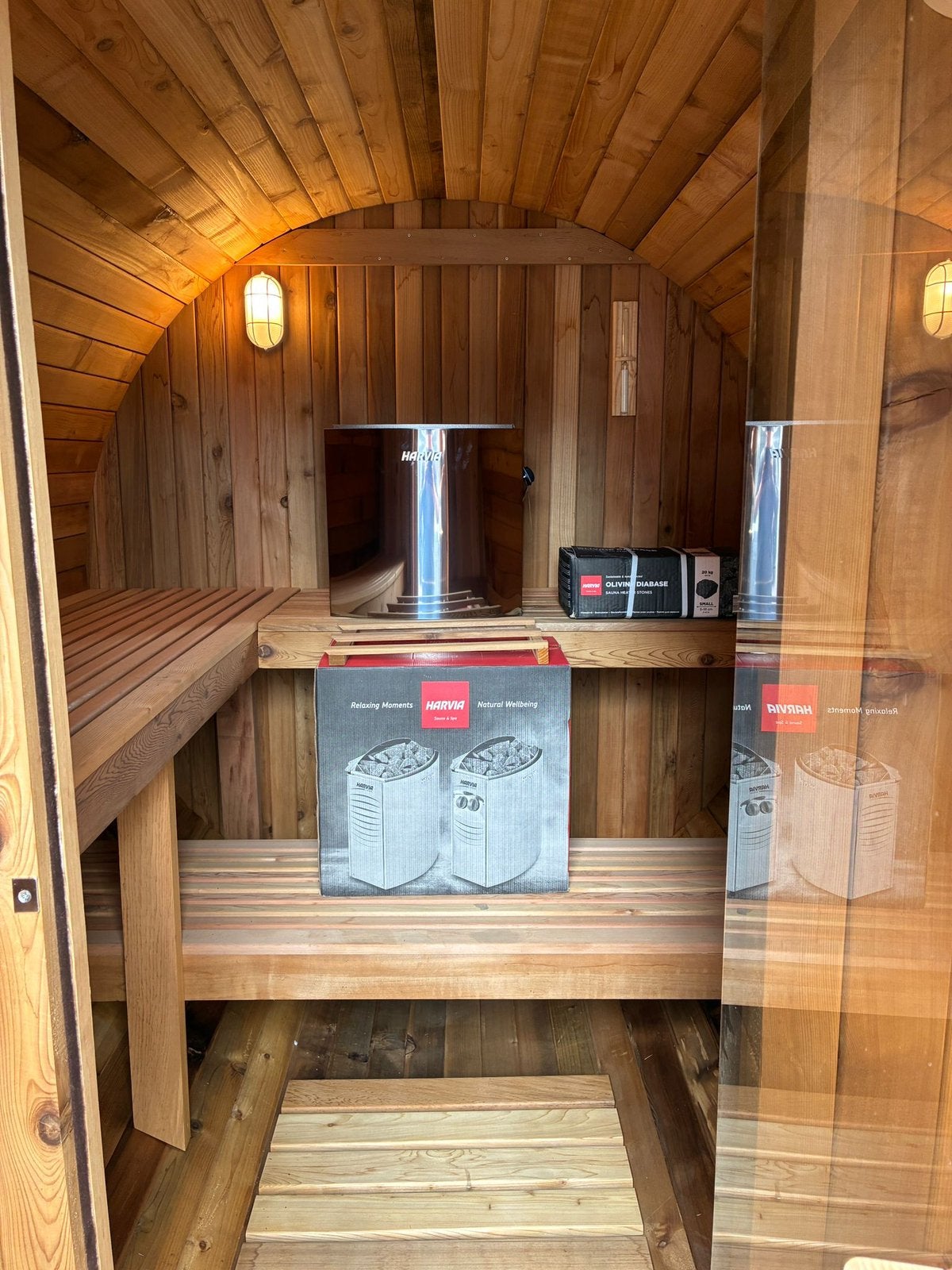 Luxe nieuwe Barrel Sauna 7+3 ft Grandview Rustic Compleet, Tuin en Terras, Ophalen, Nieuw