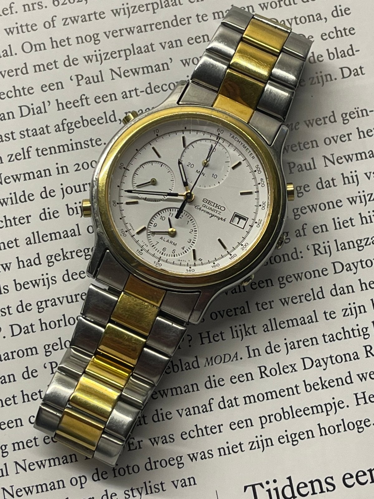 Seiko Chronograph Alarm 7T32-6A50 - Vintage (1988), Sieraden, Tassen en Uiterlijk, Horloges | Heren, Ophalen, Seiko, Gebruikt