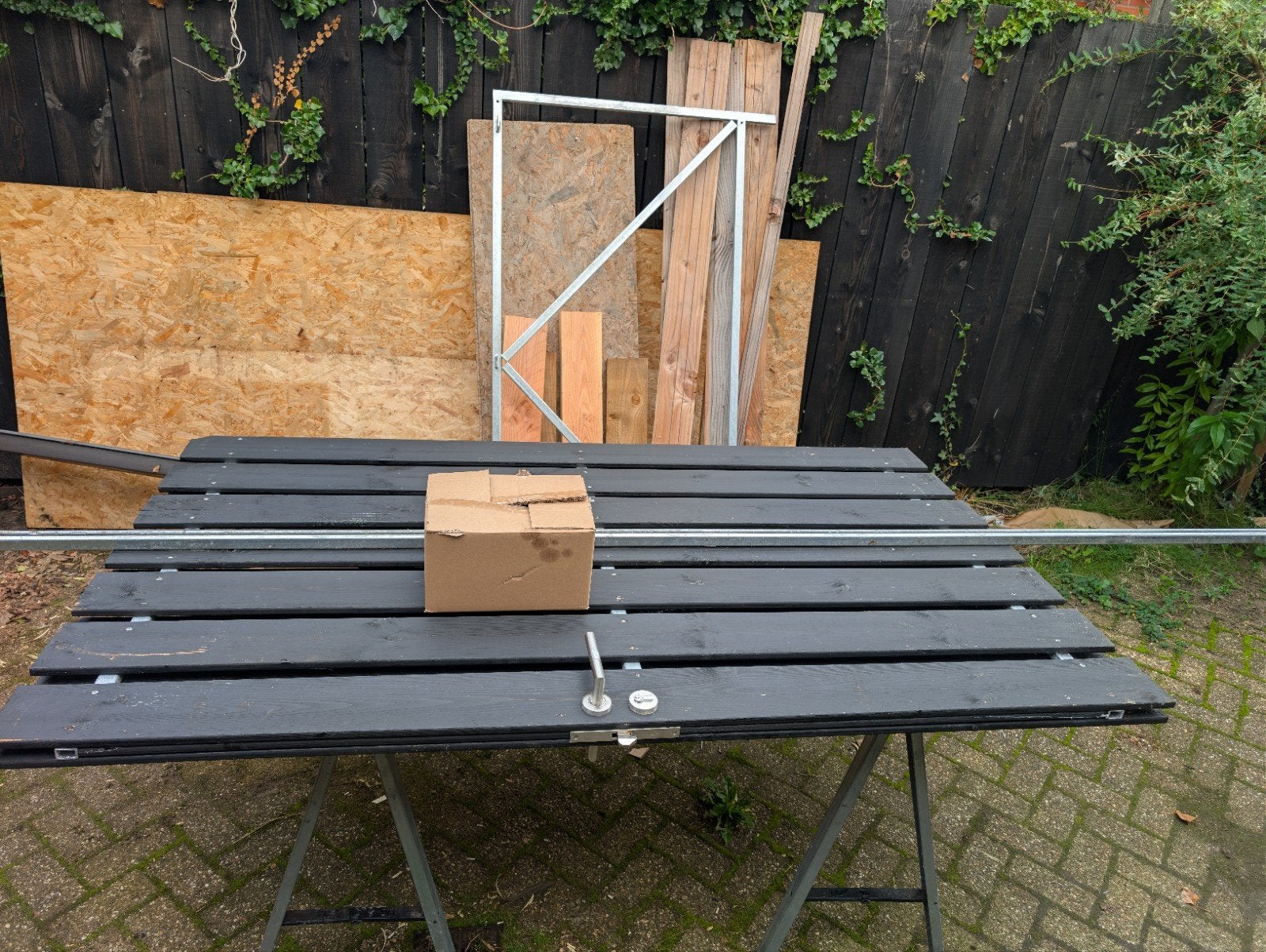 privacy schuifdeur 110x200 cm, Ophalen, Zo goed als nieuw, Hout, 1 tot 2 meter