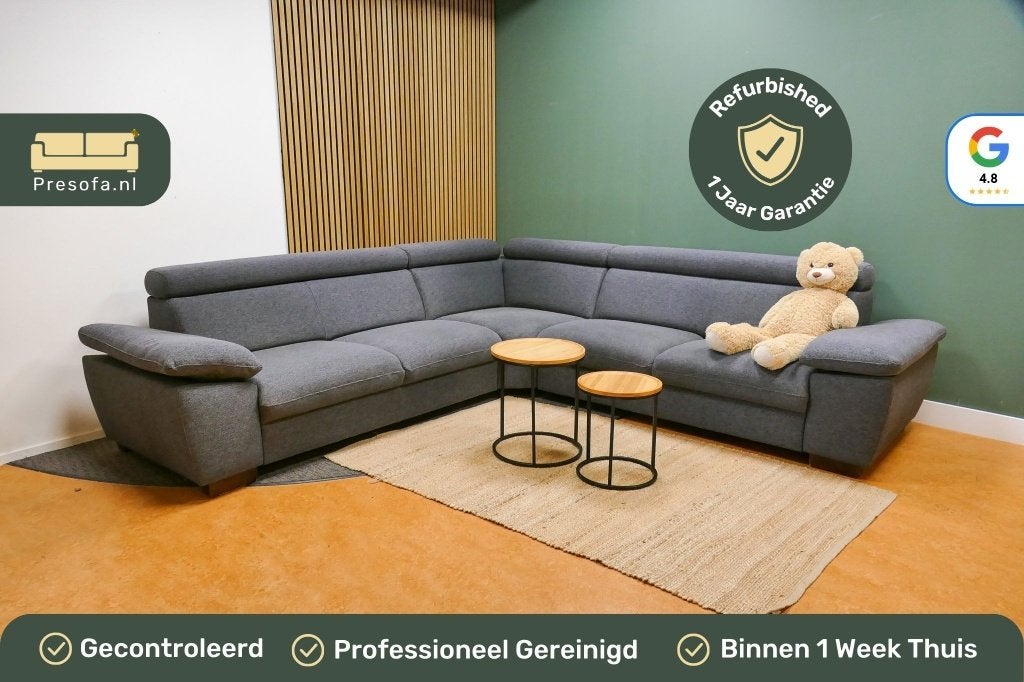 Hoekbank Donker Grijs Verstelbare Hoofsteunen [Refurbished]
