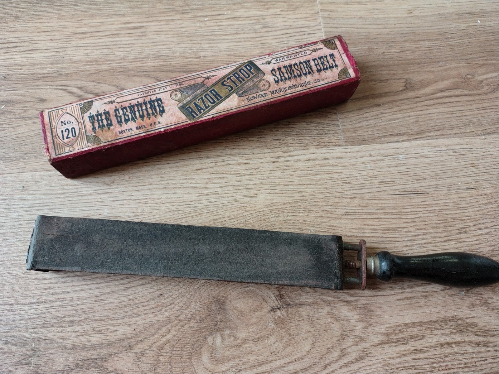Antieke scheermes strop - Samson Belt No. 120 barbier vintag, Ophalen of Verzenden