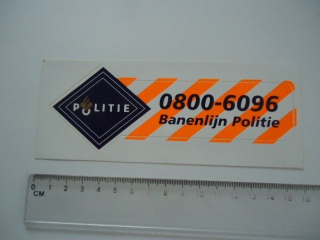 sticker oud POLITIE retro fel oranje auto  motor, Verzenden, Zo goed als nieuw, Bedrijf of Vereniging