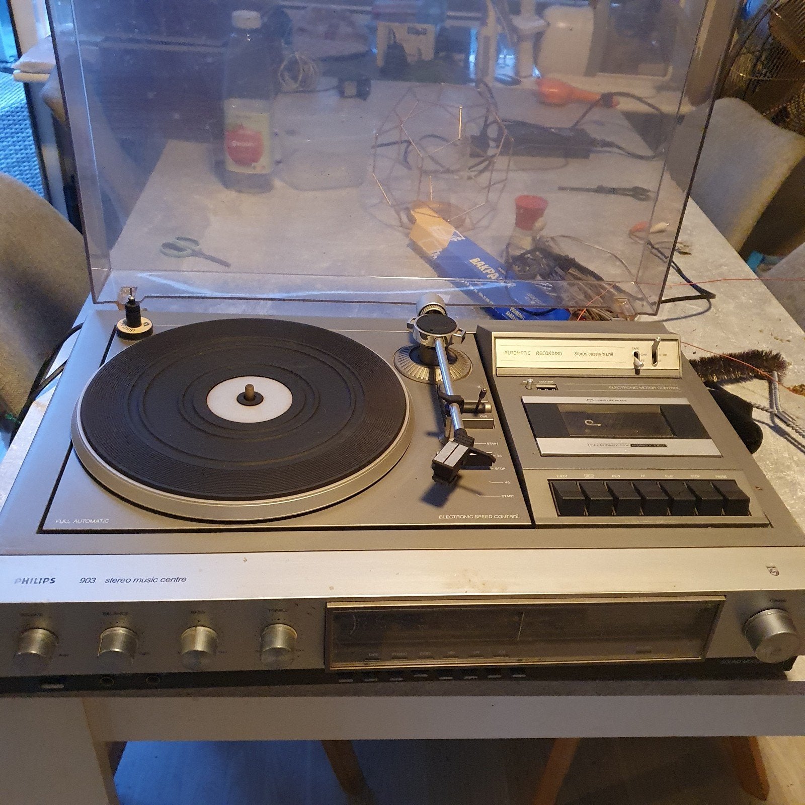 Philips 903 Stereo Muziekcentrum met Platenspeler, Ophalen of Verzenden, Gebruikt, Cassettedeck, Philips
