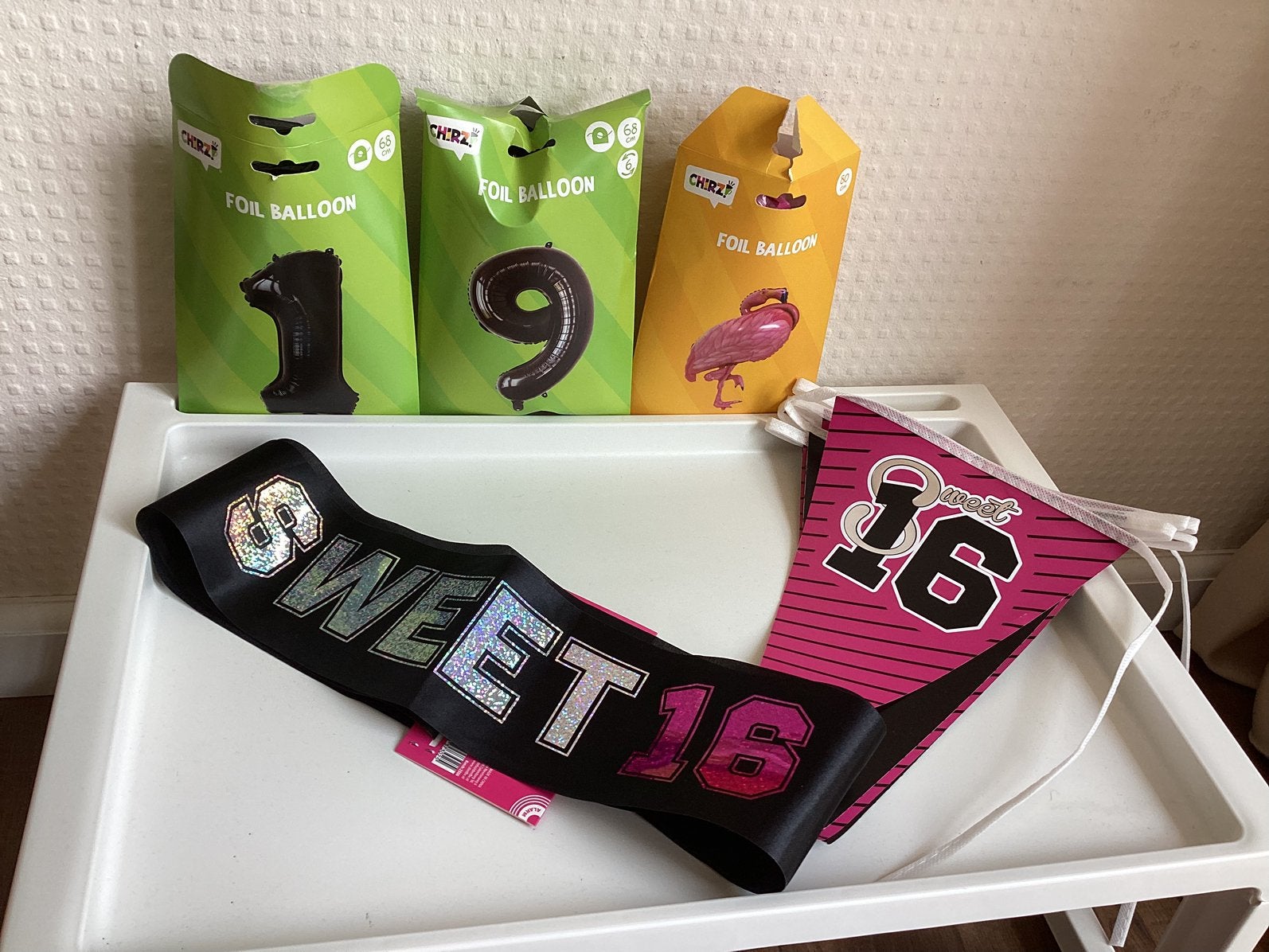Sweet 16 decoratie, Ophalen of Verzenden, Zo goed als nieuw, Versiering, Verjaardag
