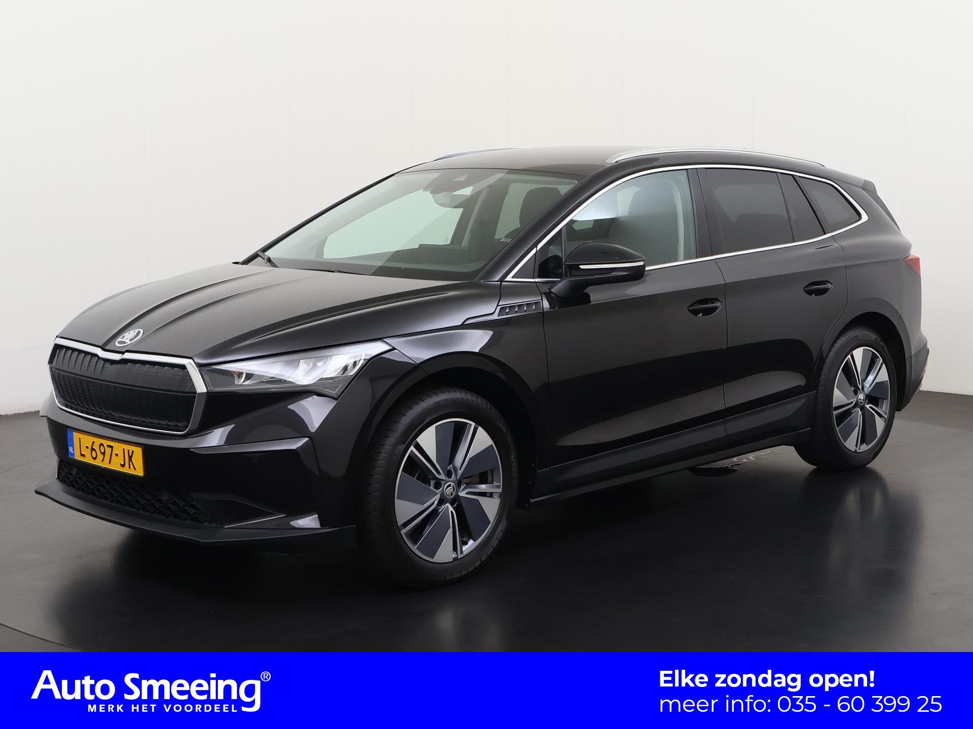 Skoda Enyaq iV 80 | SOH 91% | Leder | Zondag Open!, Auto's, Skoda, Achterwielaandrijving, Gebruikt, Zwart, 204 pk