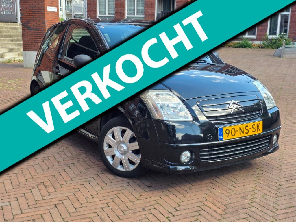 Citroen C2 1.4i VTR/ apk bij aflevering!, Auto's, Voorwielaandrijving, Zwart, 4 cilinders, Zwart