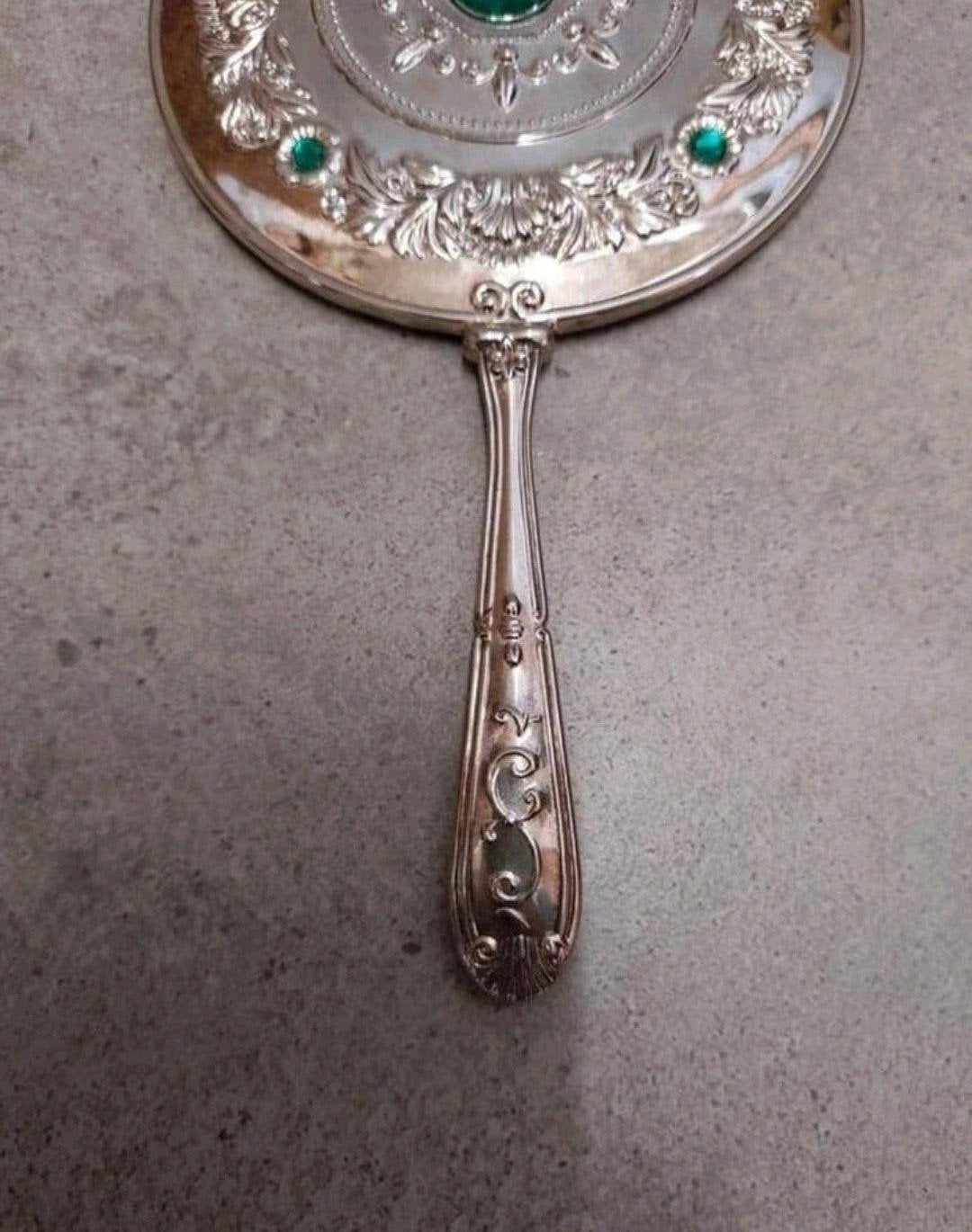 Antieke Zware verzilverde kapspiegel make-up spiegel princes, Ophalen of Verzenden, Overige materialen