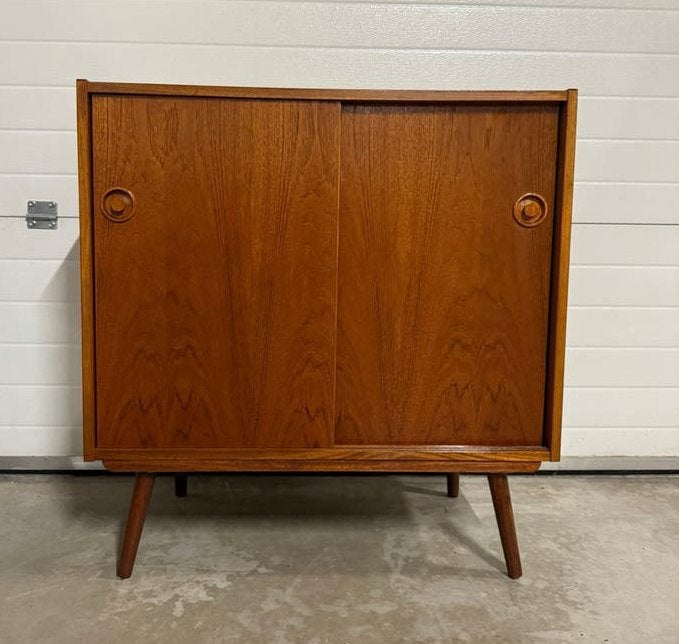 Vintage Vintage | Deens kastje | teak | jaren 60 | dressoir, Huis en Inrichting, Ophalen, 50 tot 100 cm, 25 tot 50 cm, Gebruikt