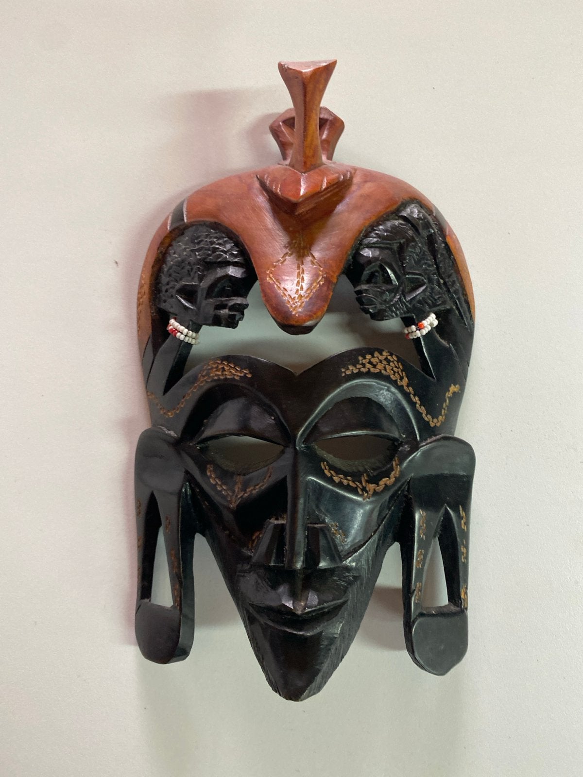 Unieke handgesneden Afrikaanse masker wanddecoratie, Ophalen of Verzenden