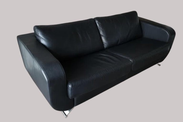 Design Bank Model Emporio - Bizonleder, Gebruikt, 150 tot 200 cm, Tweepersoons, 75 tot 100 cm