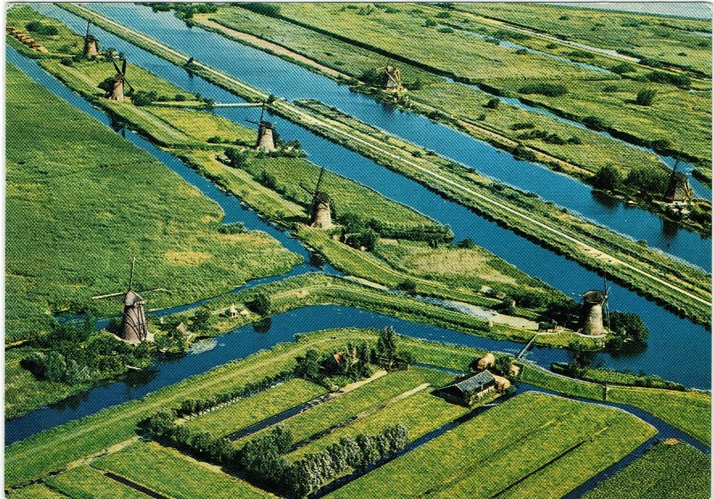 Kinderdijk – Luchtfoto Molens., Ophalen of Verzenden, 1960 tot 1980, Ongelopen, Zuid-Holland