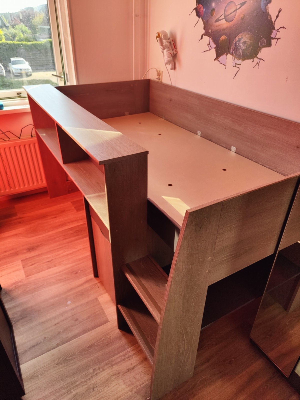 Halfhoogslaper met bureau en opbergruimte, Ophalen of Verzenden, Eenpersoons, Hoogslaper