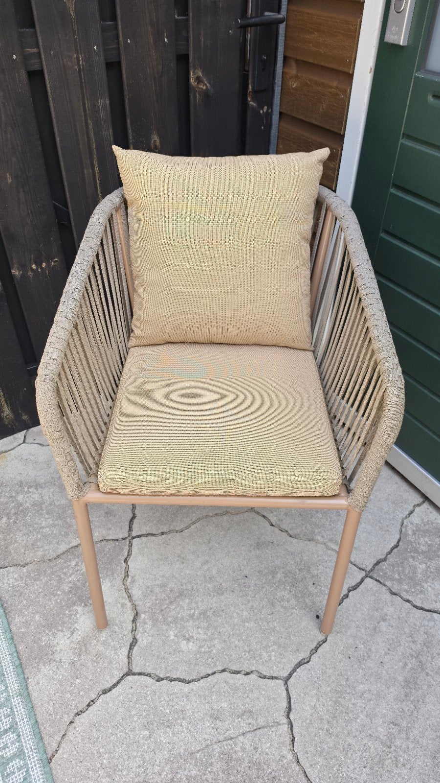 4x Sklum tuinstoelen met zit- en rugkussens, Ophalen, Gebruikt, Wicker, Stapelbaar