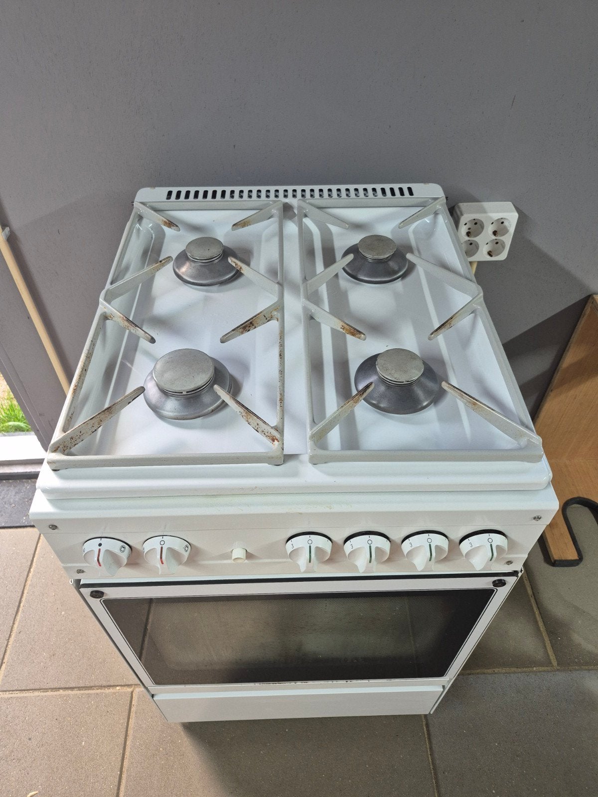 4 pits gasfornuis met oven, Ophalen, Gebruikt, 4 kookzones, Gas