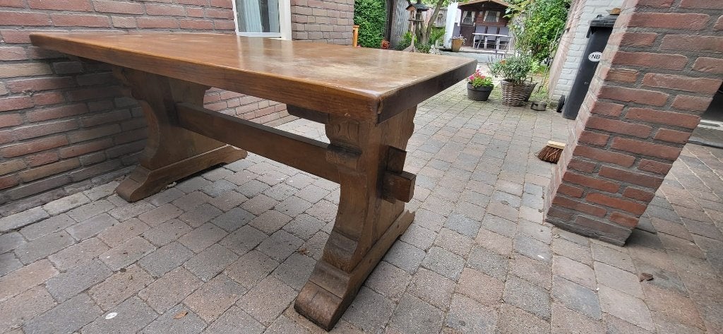 Massief eiken kloostertafel (opknapper)