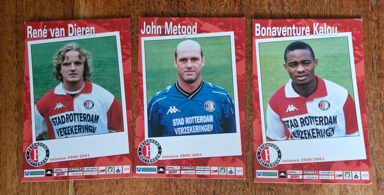 Feyenoord selectiekaarten 2000/2001 - 3 stuks, Ophalen of Verzenden, Gebruikt, Feyenoord, Spelerskaart