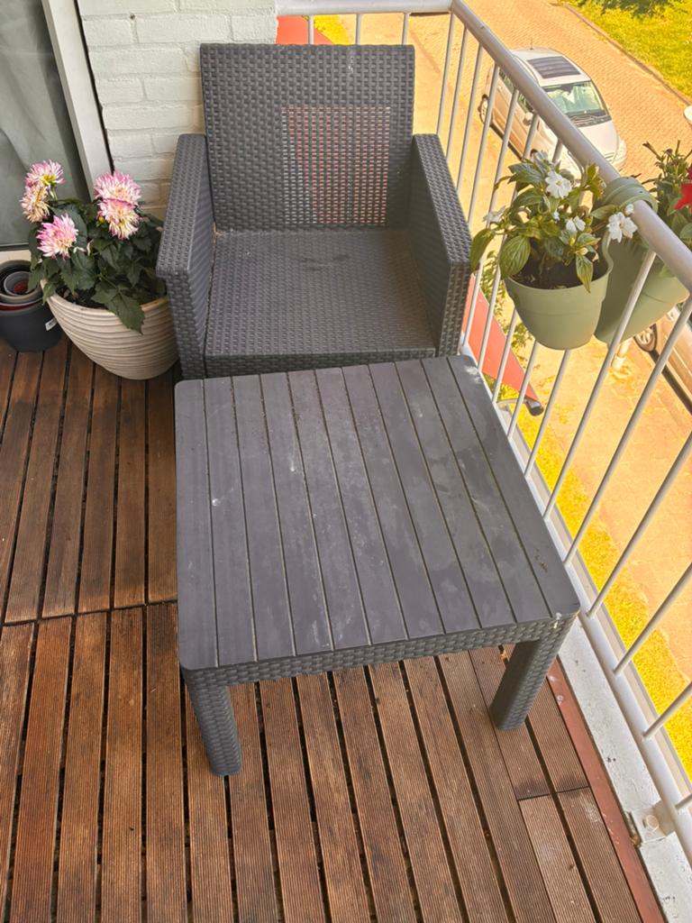 Tuinstoel met tafel, Ophalen, Gebruikt, Kunststof