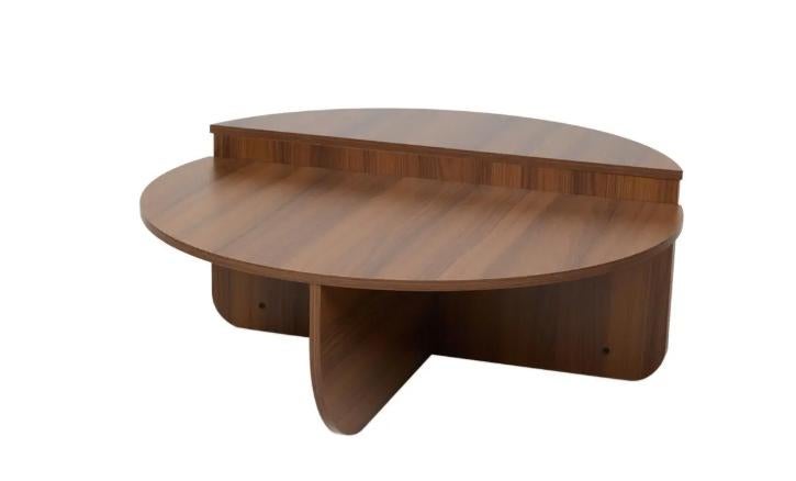 Ronde salontafel met twee niveaus - NIEUW, Huis en Inrichting, Tafels | Salontafels, 50 tot 100 cm, Rond, Nieuw, Japandi, walnootbruin