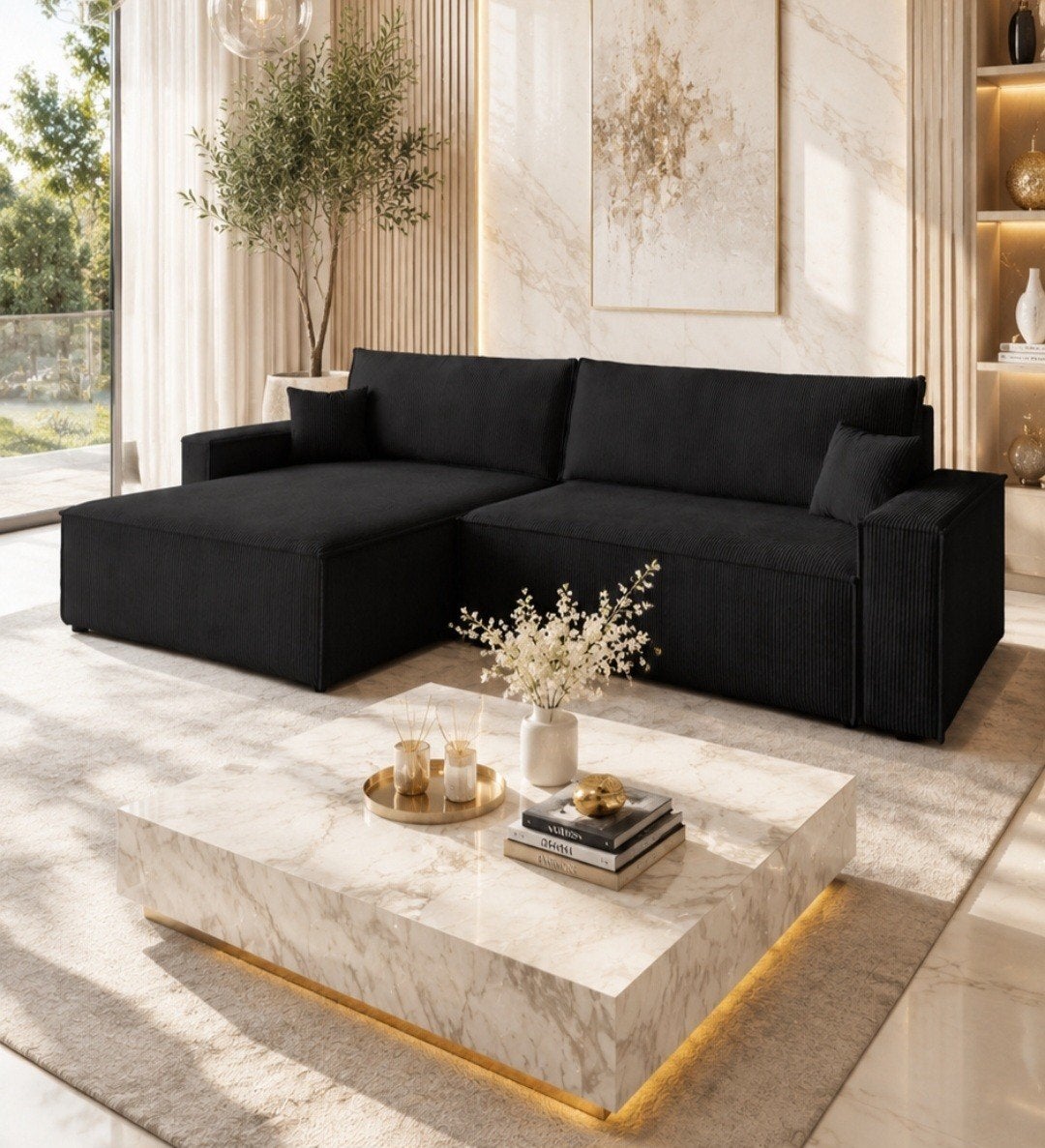 NIEUW! Hoekbank Calma XL ribstof 290x175 Afhalen&Bezorging!, Huis en Inrichting, Banken | Bankstellen, 250 tot 300 cm, Hoekbank
