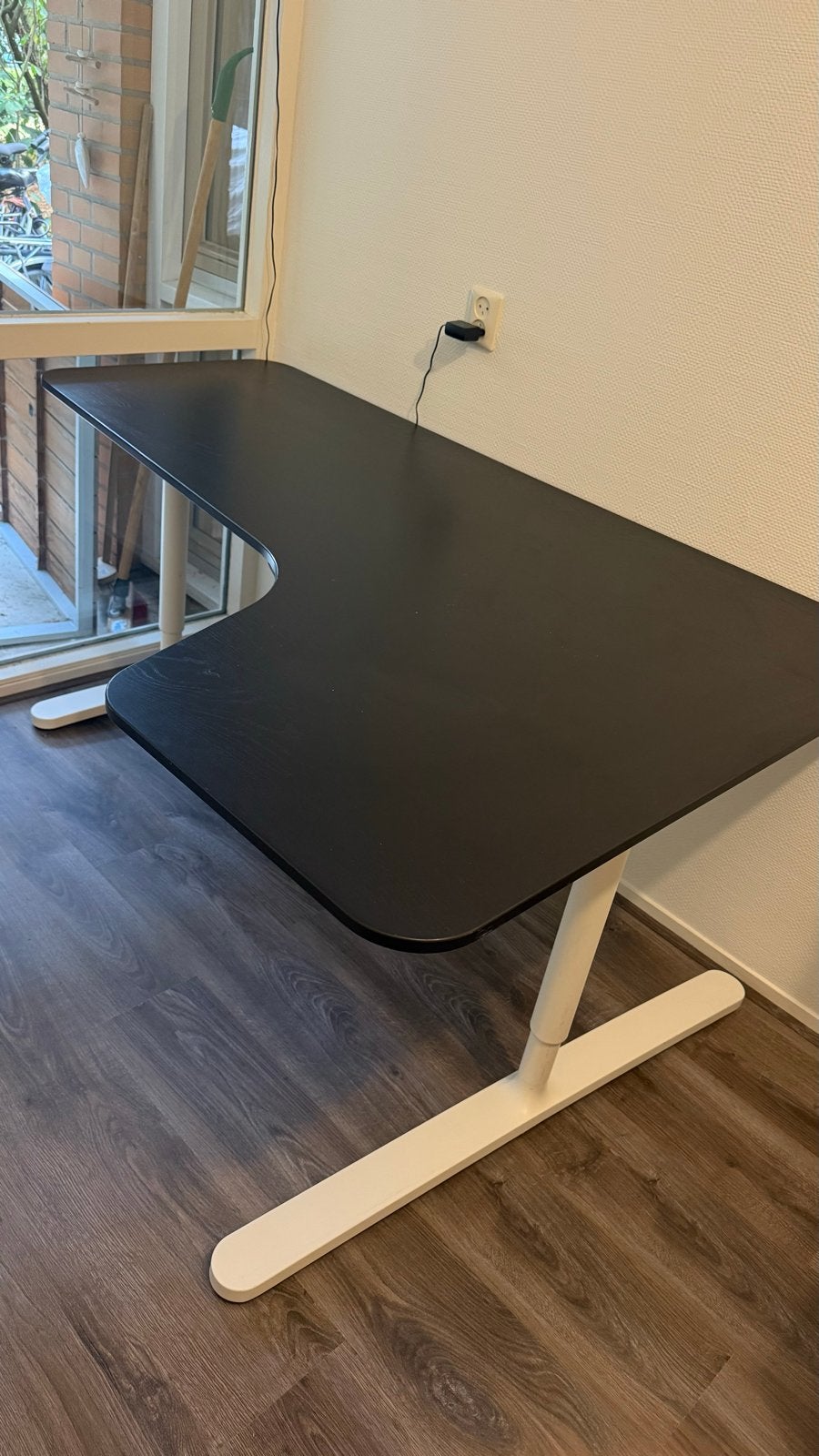 IKEA Bekant hoekbureau, bureau, zwart/wit, Huis en Inrichting, Bureaus, Ophalen, Zwart, Gebruikt, Spaanplaat of MDF