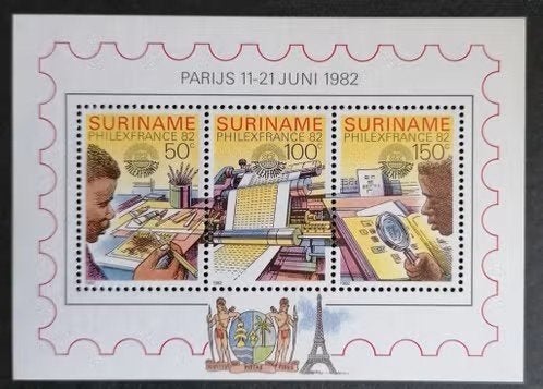 Suriname 1982 - nvph 304 - Blok Philex France, Ophalen of Verzenden, Postfris