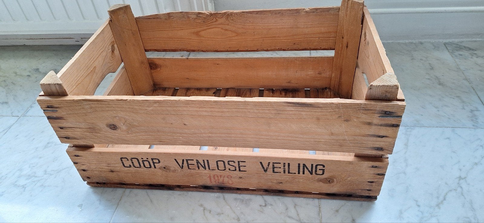 Vintage houten krat - Coop Venlose Veiling 1978, Gebruikt, 60 cm of meer, Minder dan 35 cm, Ophalen of Verzenden