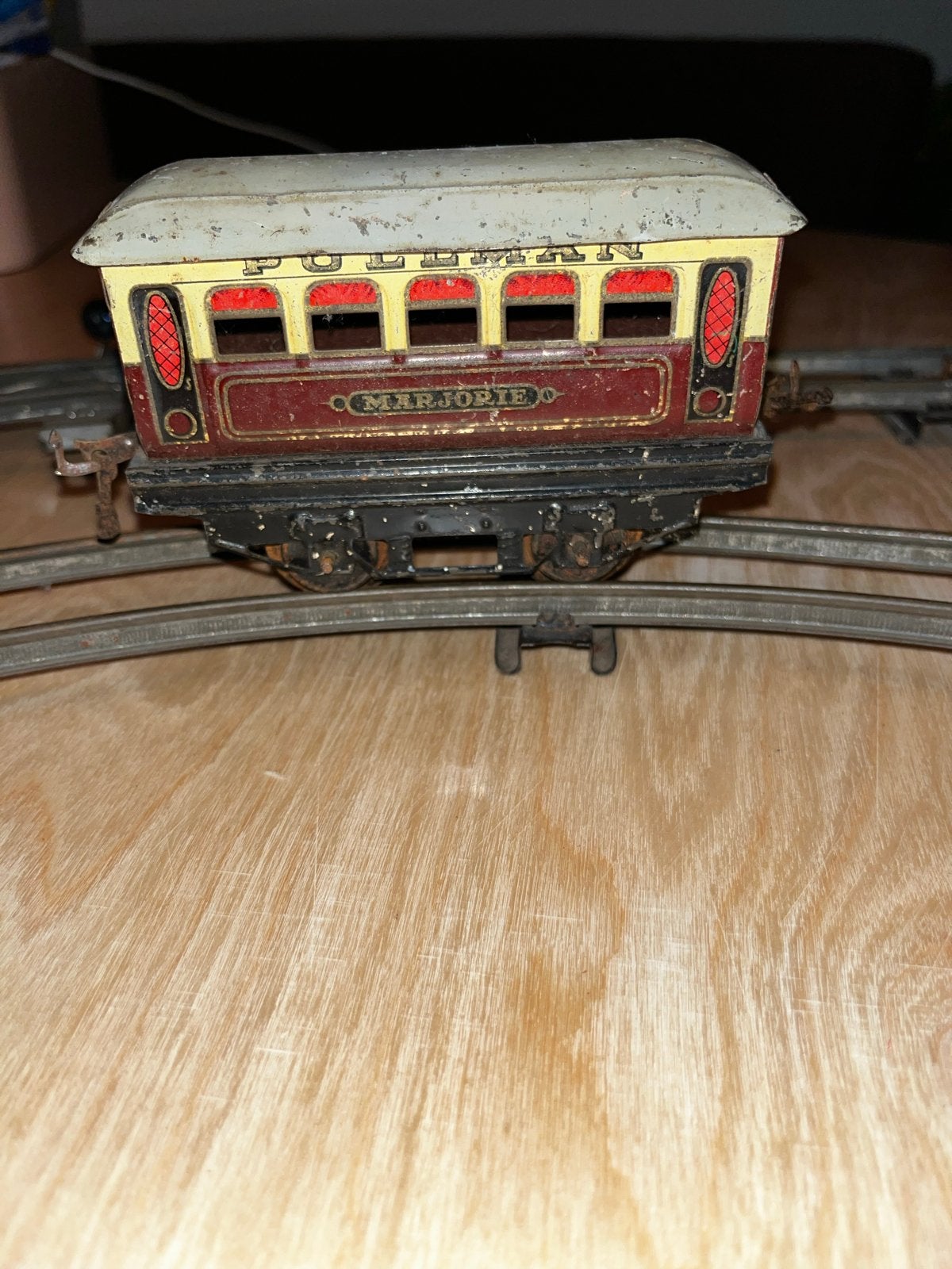Antieke Pullman Marjorie Treinwagon met Rails en Wissels, Verzamelen, Spoorwegen en Tramwegen, Ophalen of Verzenden, Gebruikt