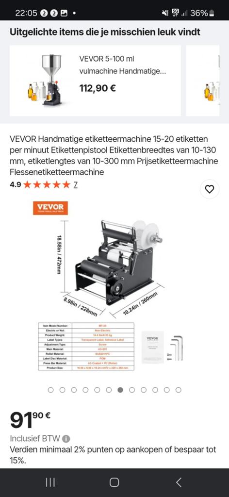 VEVOR Handmatige Etiketteermachine MT-30, Computers en Software, Labelprinters, Ophalen