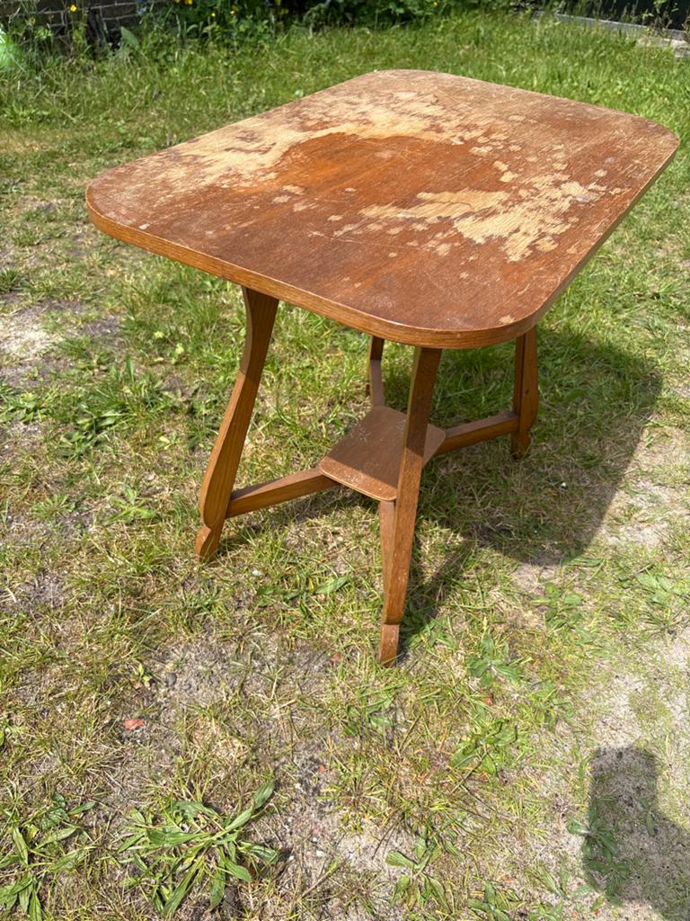 Vintage houten bijzettafel - opknapper, Antiek en Kunst, Ophalen of Verzenden