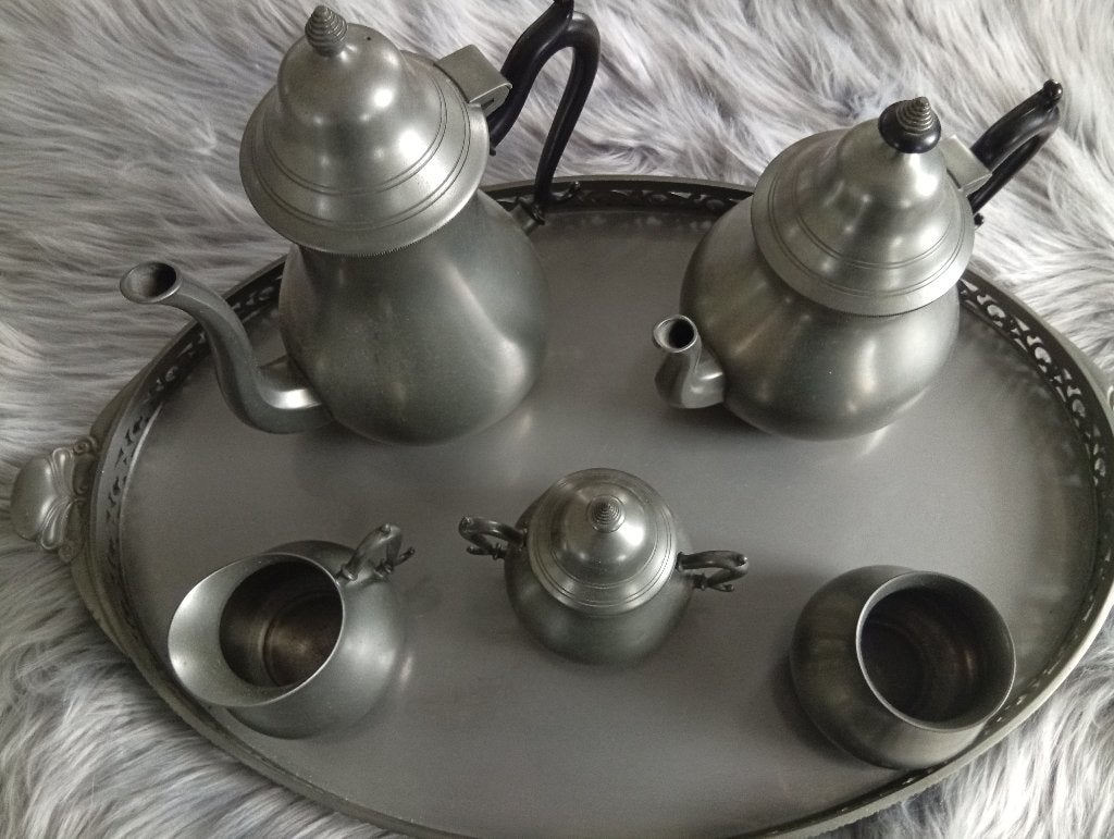 Tinnen koffie en thee set, Antiek en Kunst, Ophalen of Verzenden