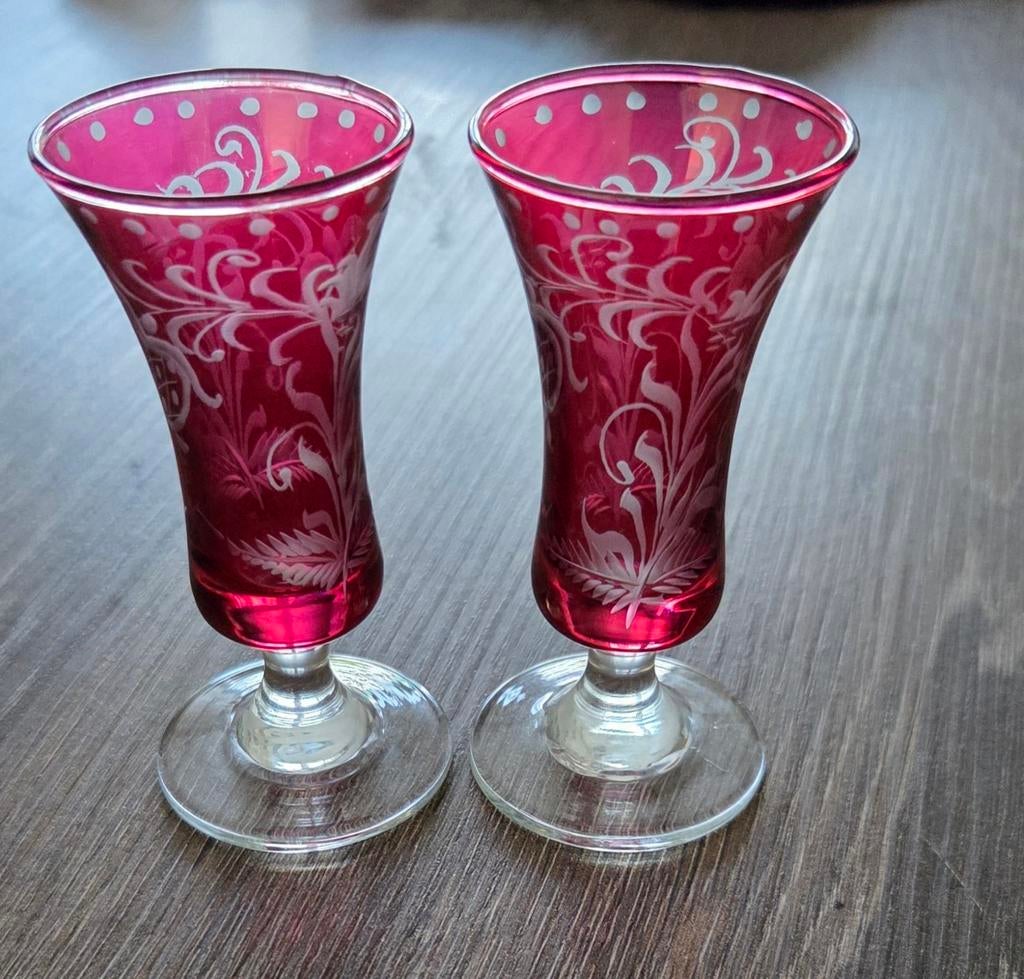 2 antiek  borrelglaasjes, Antiek en Kunst, Antiek | Glas en Kristal, Ophalen