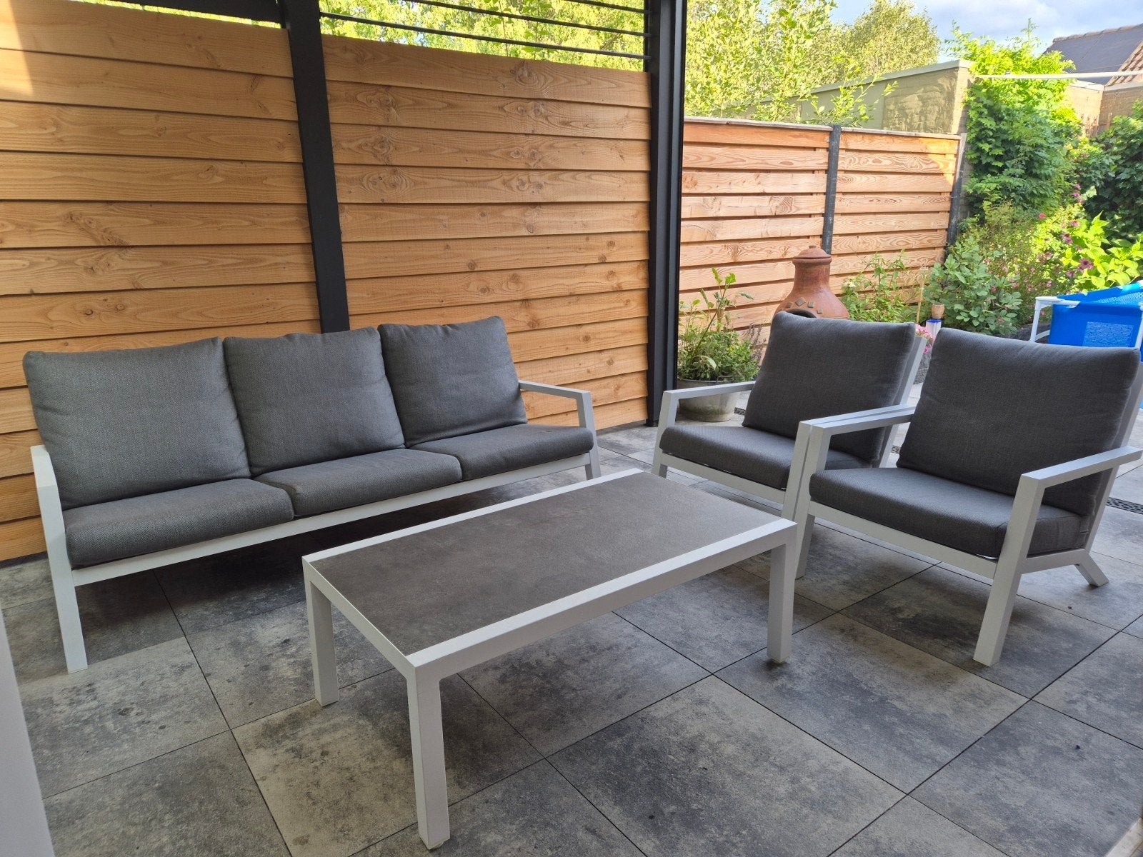 mooie en comfortabele ruime aluminium loungeset ., Ophalen, 5 zitplaatsen, Aluminium, Bank