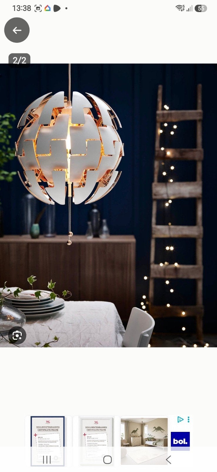 ikea lamp PS2014 ~ wit/rose ~ groot model, Ophalen of Verzenden