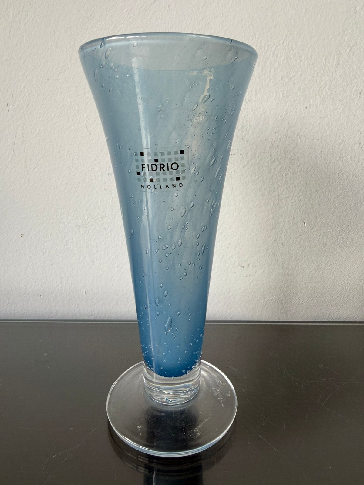 Fidrio vaas blauw glas, Huis en Inrichting, Ophalen of Verzenden, Zo goed als nieuw, Blauw, Glas