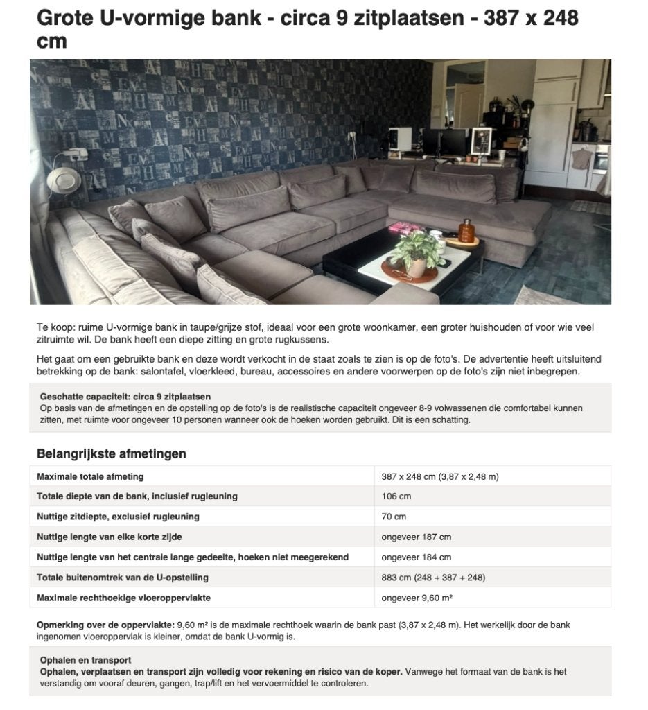 Bank, Ophalen, 250 tot 300 cm, Gebruikt, Rechte bank