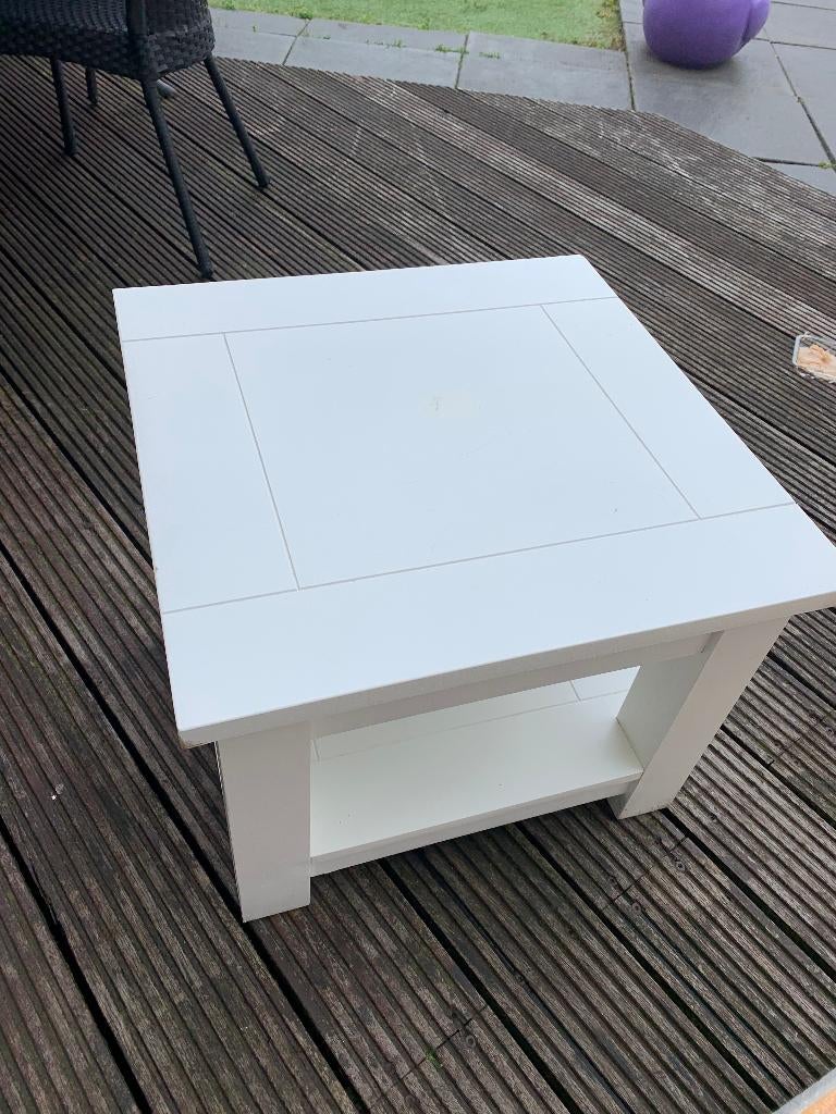 2 witte bijzettafels, Ophalen, Minder dan 45 cm, Minder dan 55 cm, Gebruikt