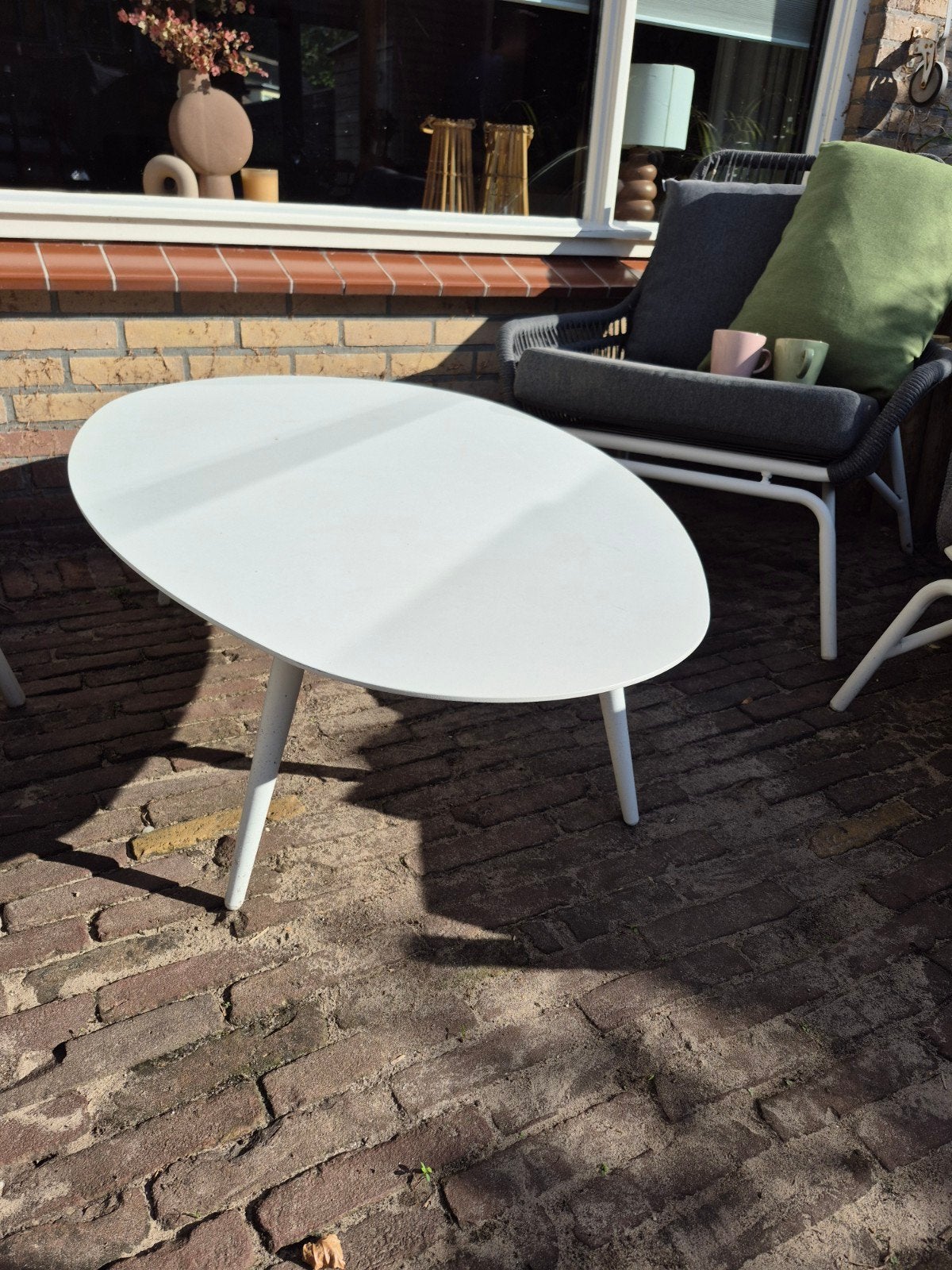 Te koop: ovale loungetafel voor buiten, Ophalen, Zo goed als nieuw, Ovaal, Aluminium