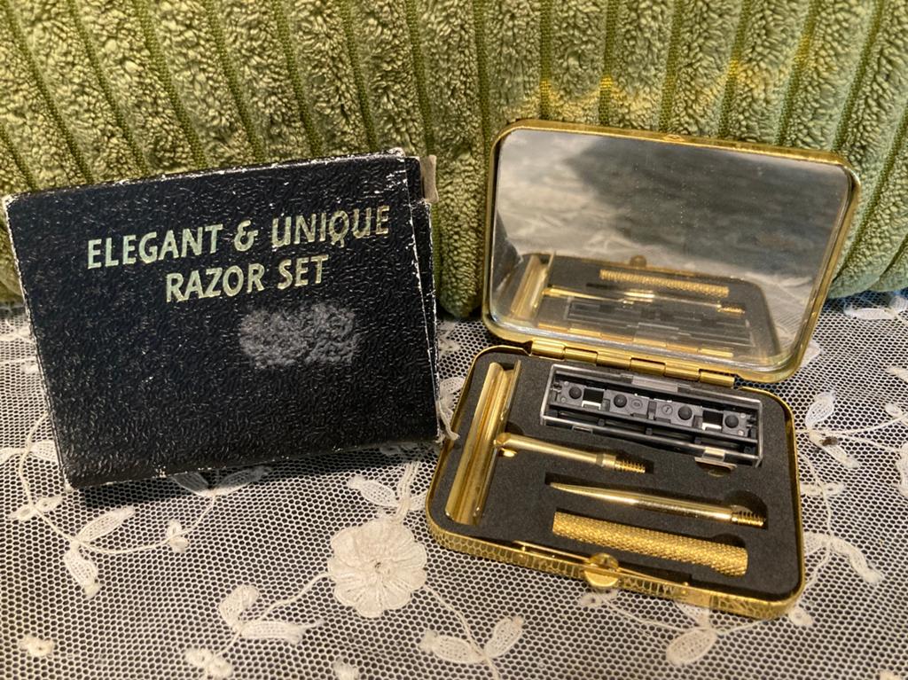 Vintage mini reisset, scheermes (230724), Ophalen of Verzenden