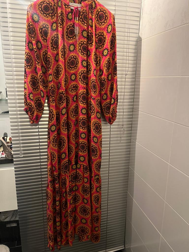Mooie print maxi jurk Lonneke Nooteboom, Maat 38/40 (M), Verzenden, Zo goed als nieuw, Roze