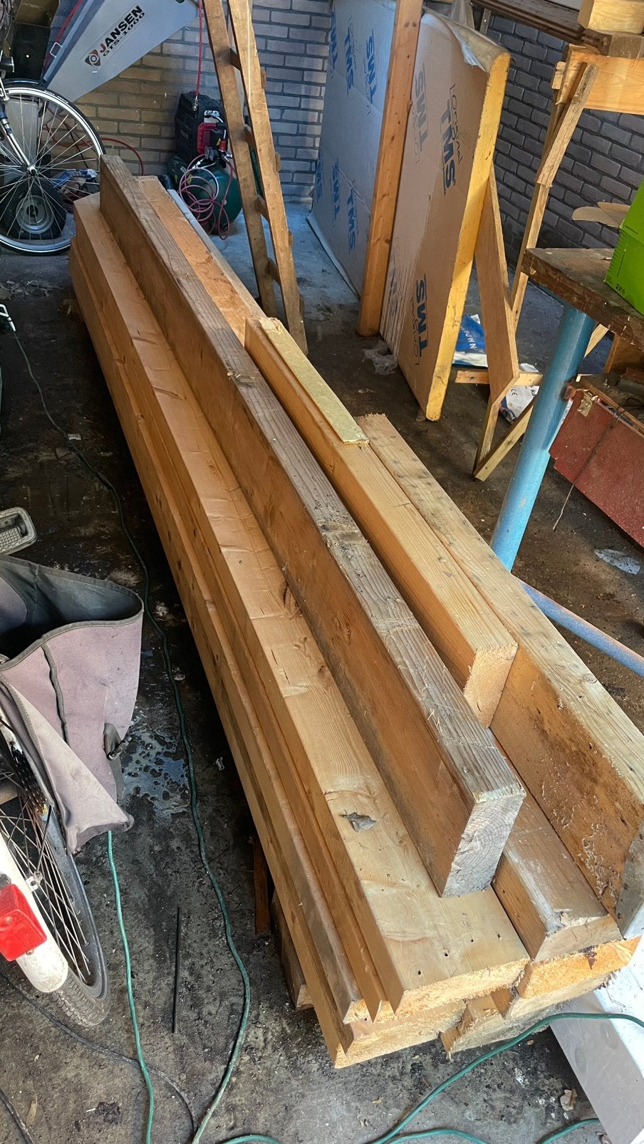 Houten balken 70x170 underlayment, Tuin en Terras, Ophalen, Zo goed als nieuw, 250 cm of meer, Balken