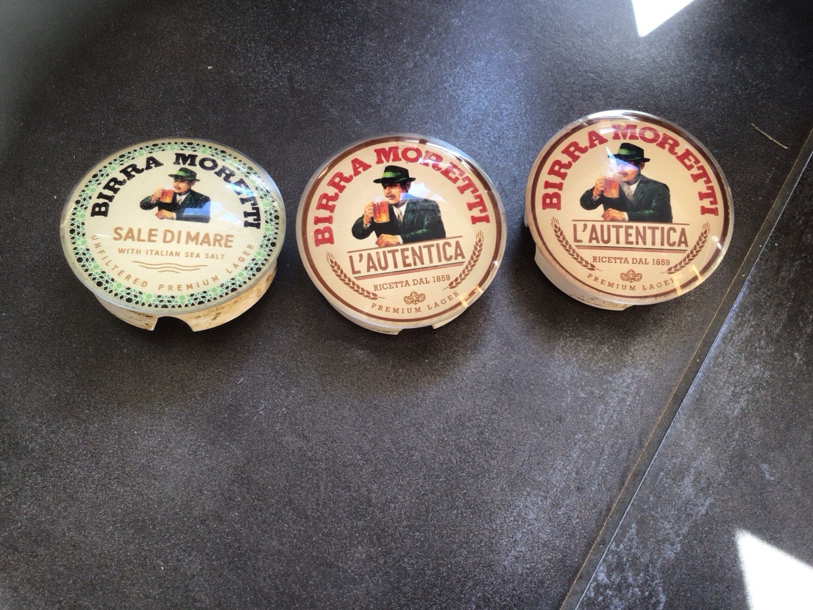3 verlichte taplensen van Birra moretti, Ophalen of Verzenden, Gebruikt, Overige merken