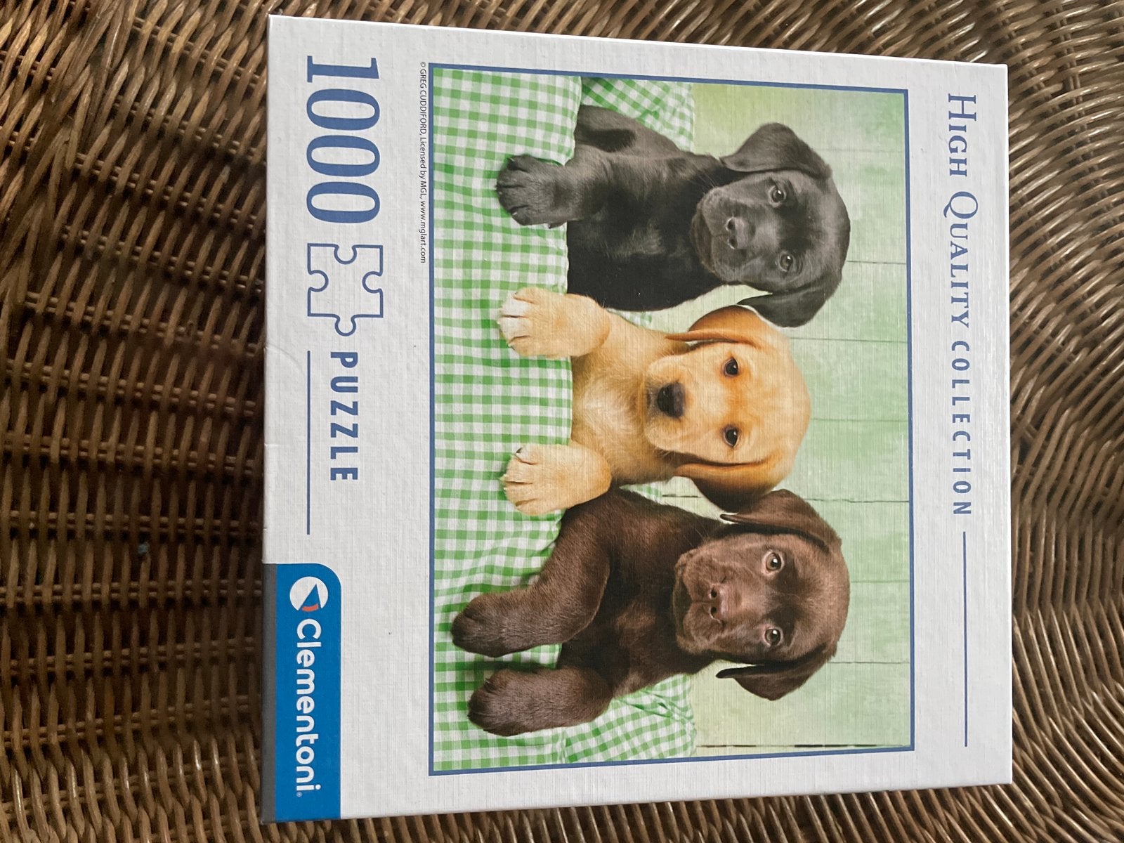 Clementoni Legpuzzel 1000 stukjes - Drie Labrador Puppy's, Ophalen of Verzenden, 500 t/m 1500 stukjes, Zo goed als nieuw, Legpuzzel