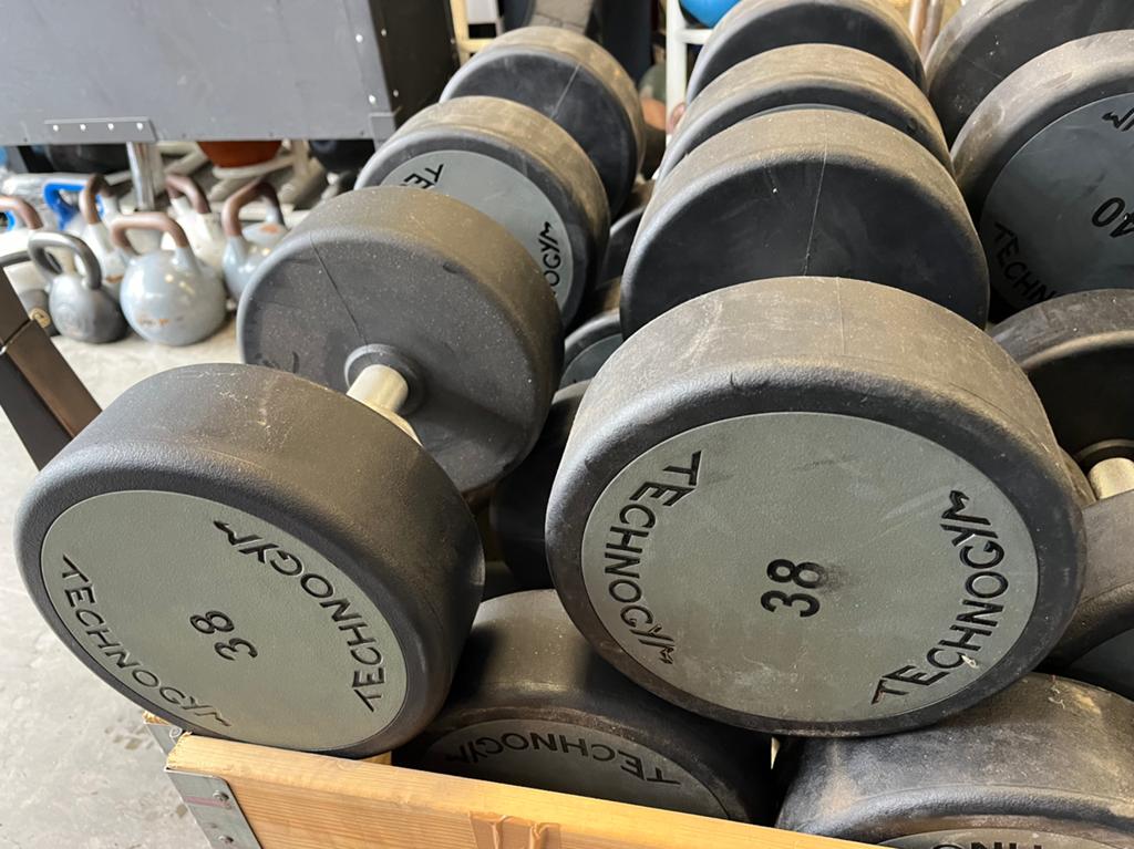 2 x 38 kg technogym dumbbells dumbbell set gewichten, Sport en Fitness, Fitnessmaterialen, Ophalen, Dumbbell, Technogym, Dumbbells